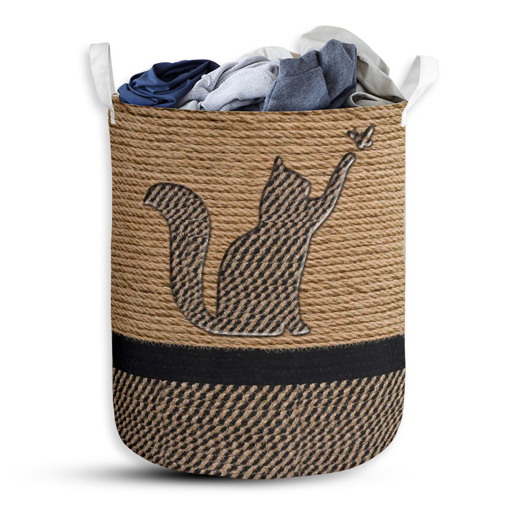 Small Size Cat Cute Rope Wallpaper Laundry Basket For Bathroom Bedroom Storage