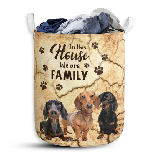 Dachshund Tracked Wall We Are Family Laundry Basket For Bathroom Bedroom Storage