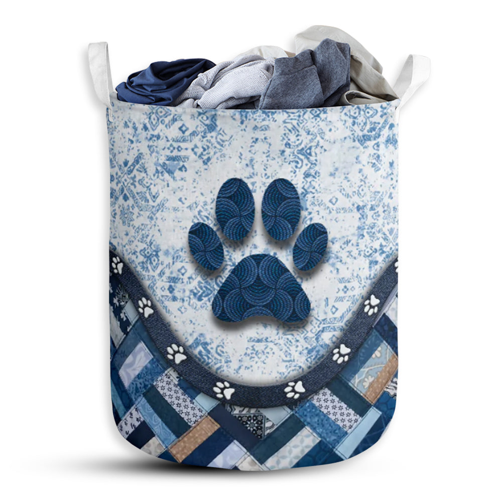 Dog Paw Blue Style Laundry Basket For Bathroom Bedroom Storage