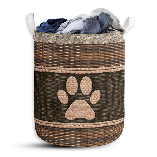 Dog Paw Fabric Border Laundry Basket For Bathroom Bedroom Storage
