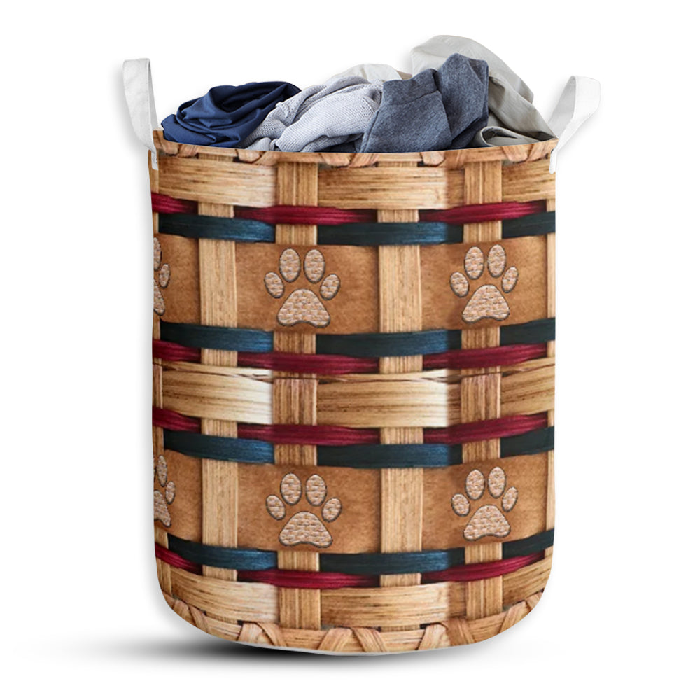 Dog Paw Handmade Red Laundry Basket For Bathroom Bedroom Storage