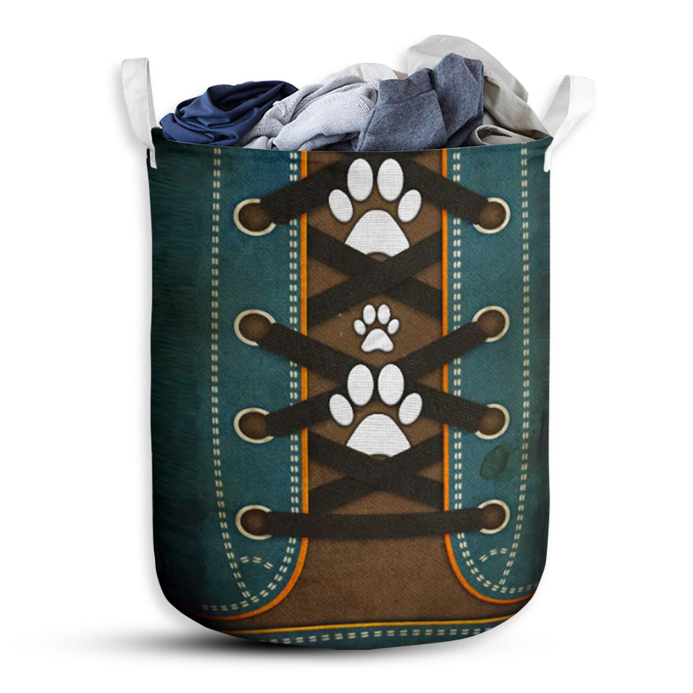 Dog Paw Love Shoes Laundry Basket For Bathroom Bedroom Storage