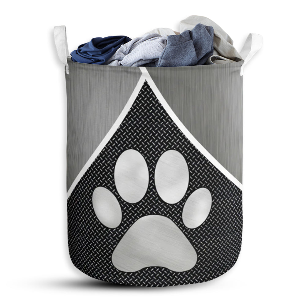 Dog Paw Silver Laundry Basket For Bathroom Bedroom Storage
