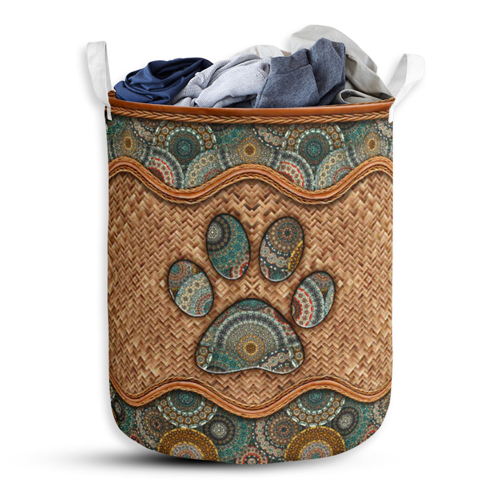 Dog Rattan Mandala Style Laundry Basket For Bathroom Bedroom Storage