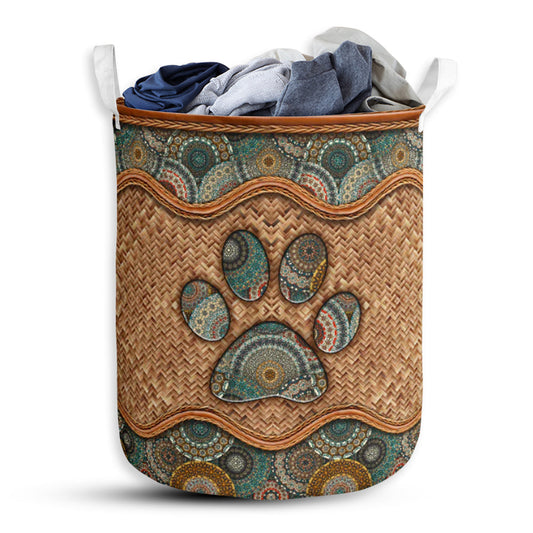 Dog Rattan Mandala Style Laundry Basket For Bathroom Bedroom Storage