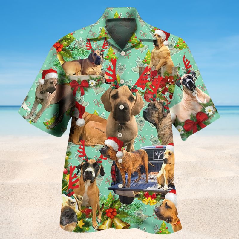 Festive Cute Dogs Christmas Hawaiian Shirt For Holiday Parties, Tropical Vacations, And Festive Gift Giving