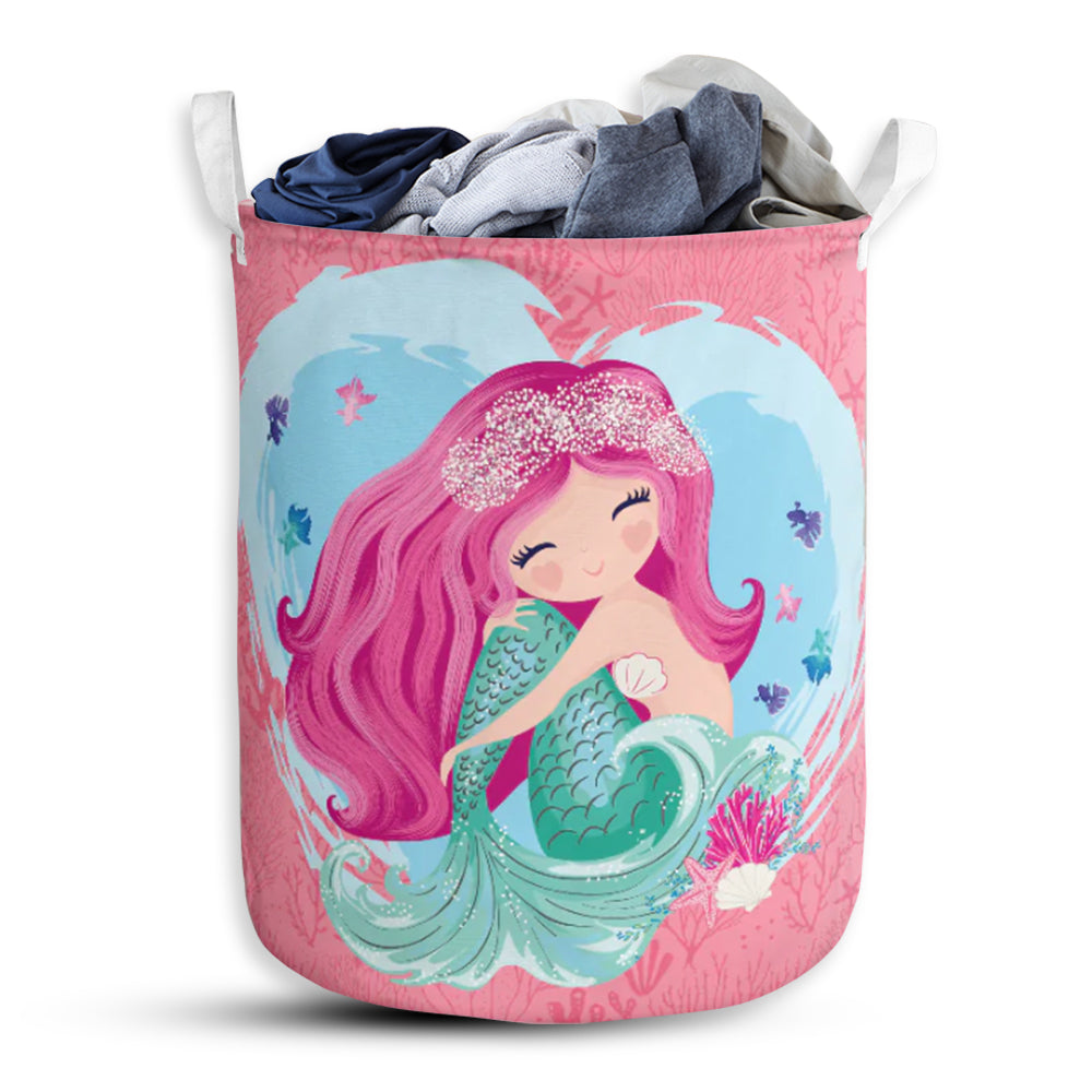 Mermaid Basic Love Style Laundry Basket For Bathroom Bedroom Storage