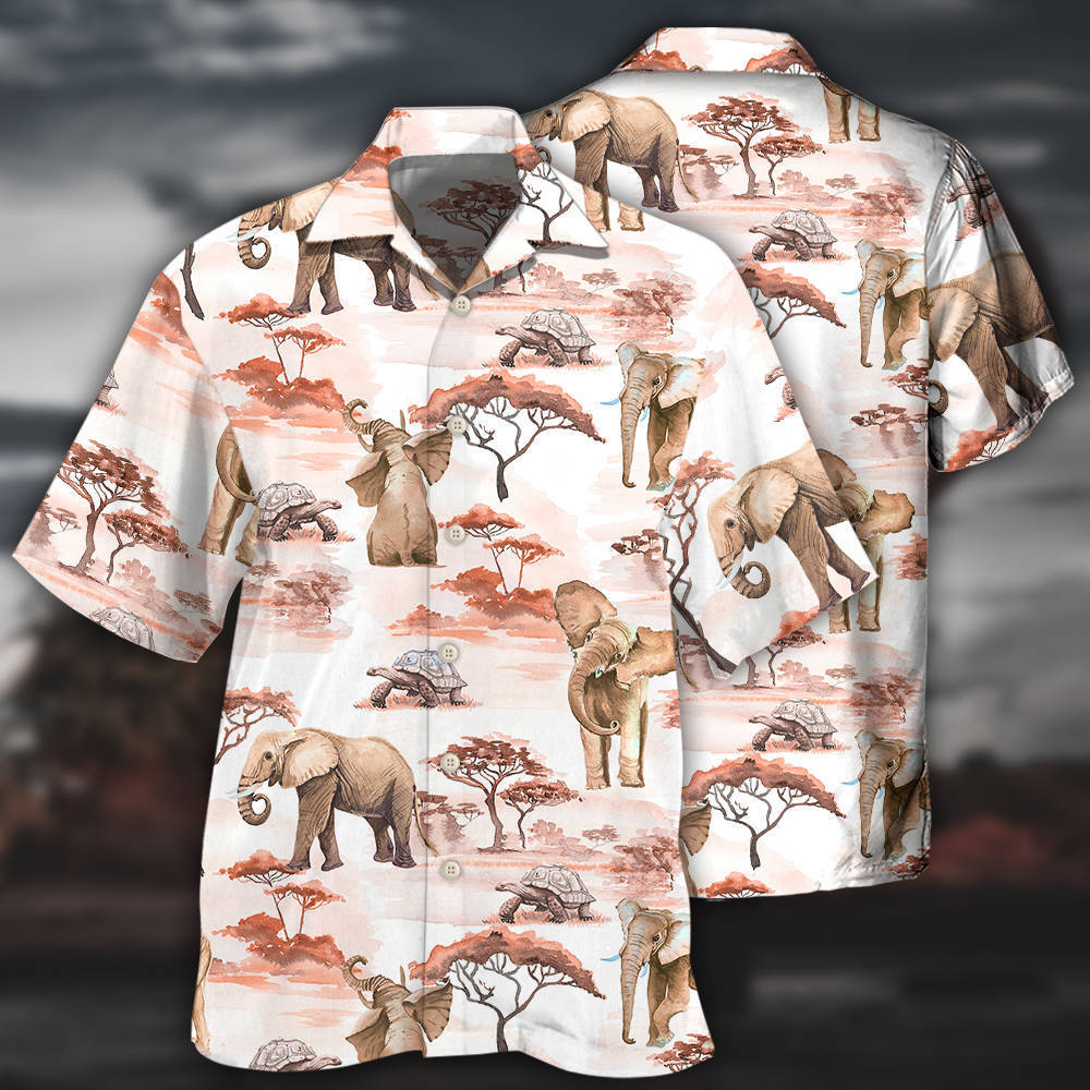 Cute Elephant Africa Hawaiian Shirt For Summer Vacation, Beach Travel, And Casual Wear