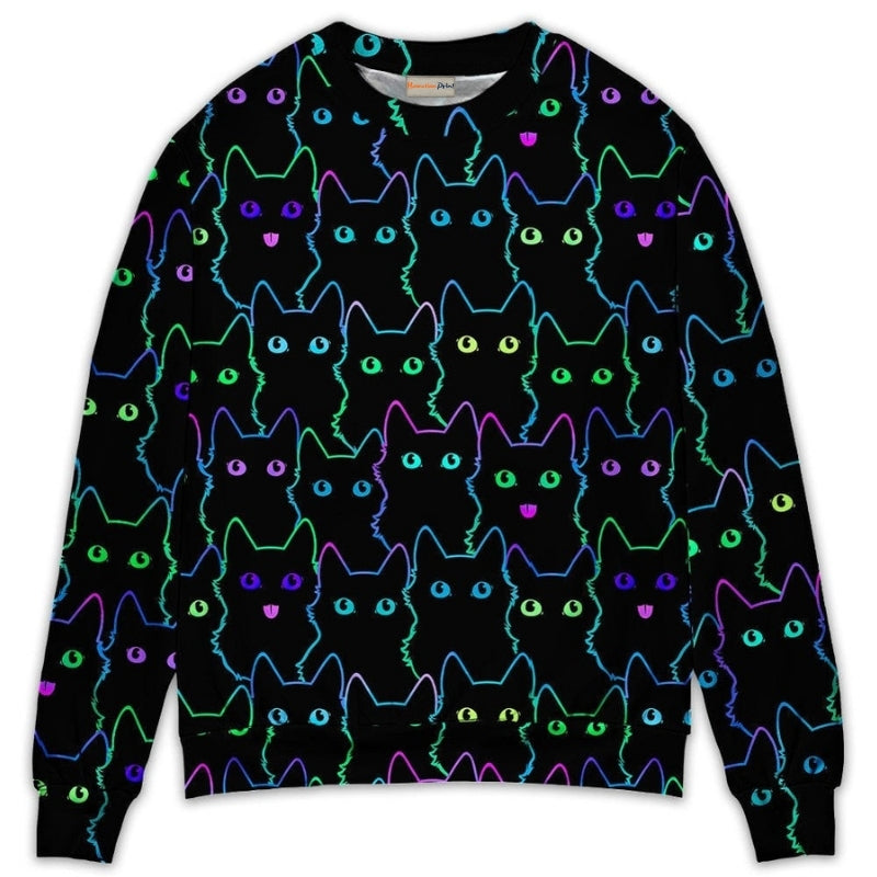Cute Little Kitten Neon Sweater For Playful Everyday Outfits Travel And Comfortable Daily Wear