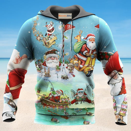 Cute Funny Santa Christmas Hoodie For Festive Celebrations Seasonal Trips And Relaxed Winter Wear