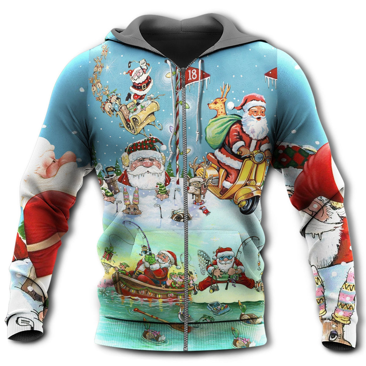 Cute Funny Santa Christmas Hoodie For Festive Celebrations Seasonal Trips And Relaxed Winter Wear