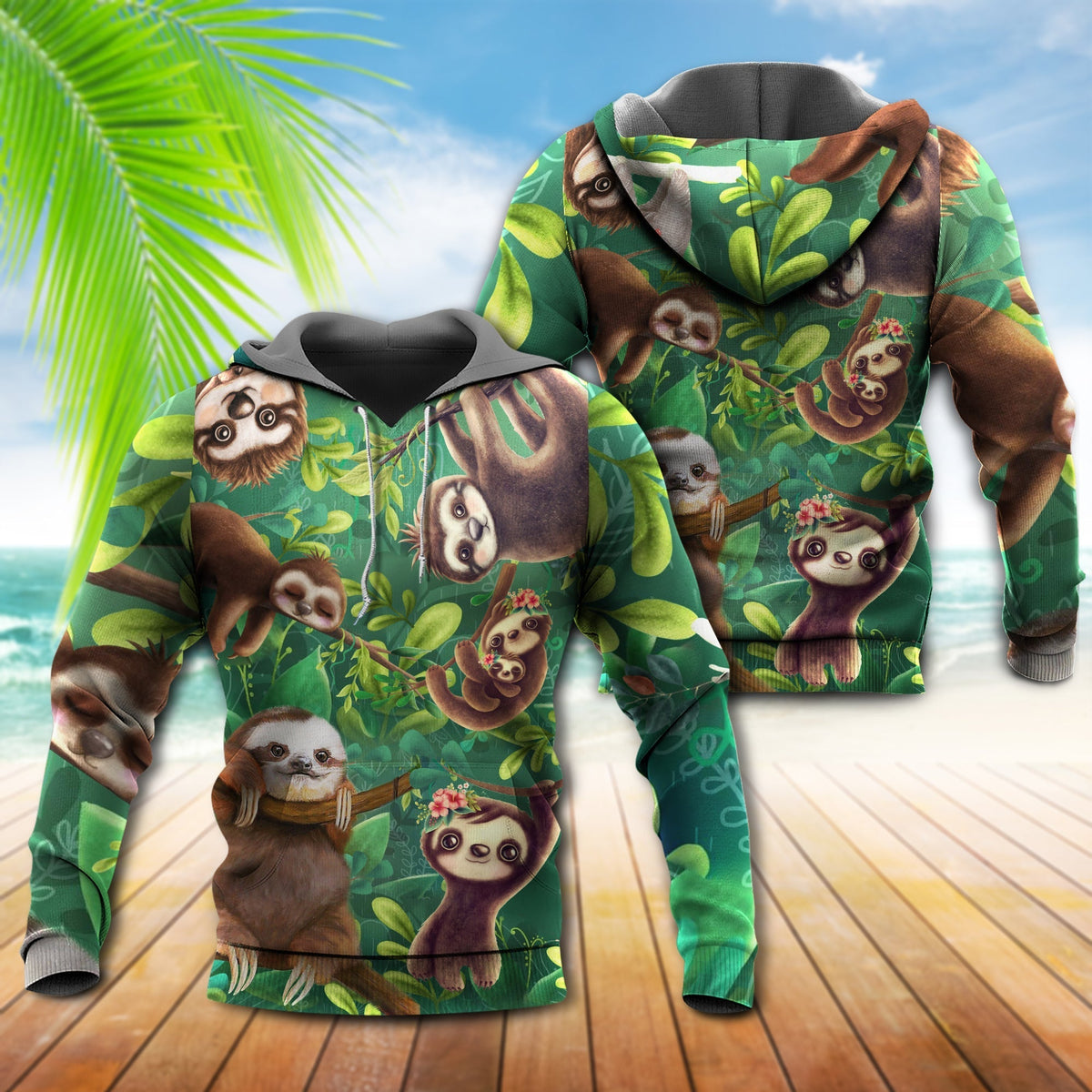 Cute Sloth Lovely Animals Hoodie For Casual Street Style Travel And Daily Comfort