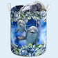 Small Size Cute Dolphin Blue Ocean Laundry Basket For Bathroom Bedroom Storage