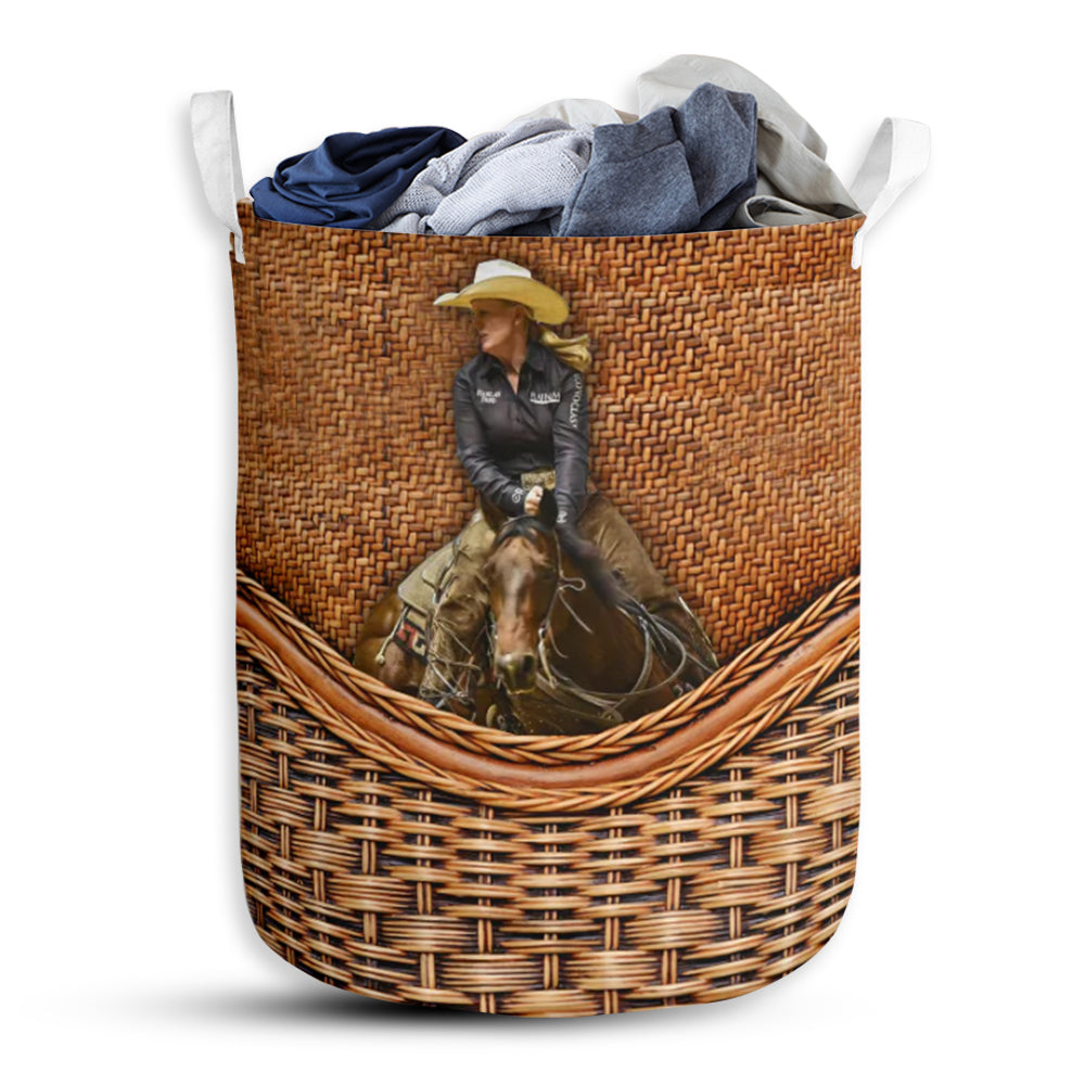 Horse Rattan Texture Lover Laundry Basket For Bathroom Bedroom Storage