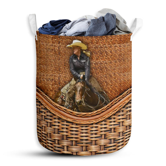 Horse Rattan Texture Lover Laundry Basket For Bathroom Bedroom Storage
