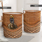 Horse Rattan Texture Lover Laundry Basket For Room Home Organizer