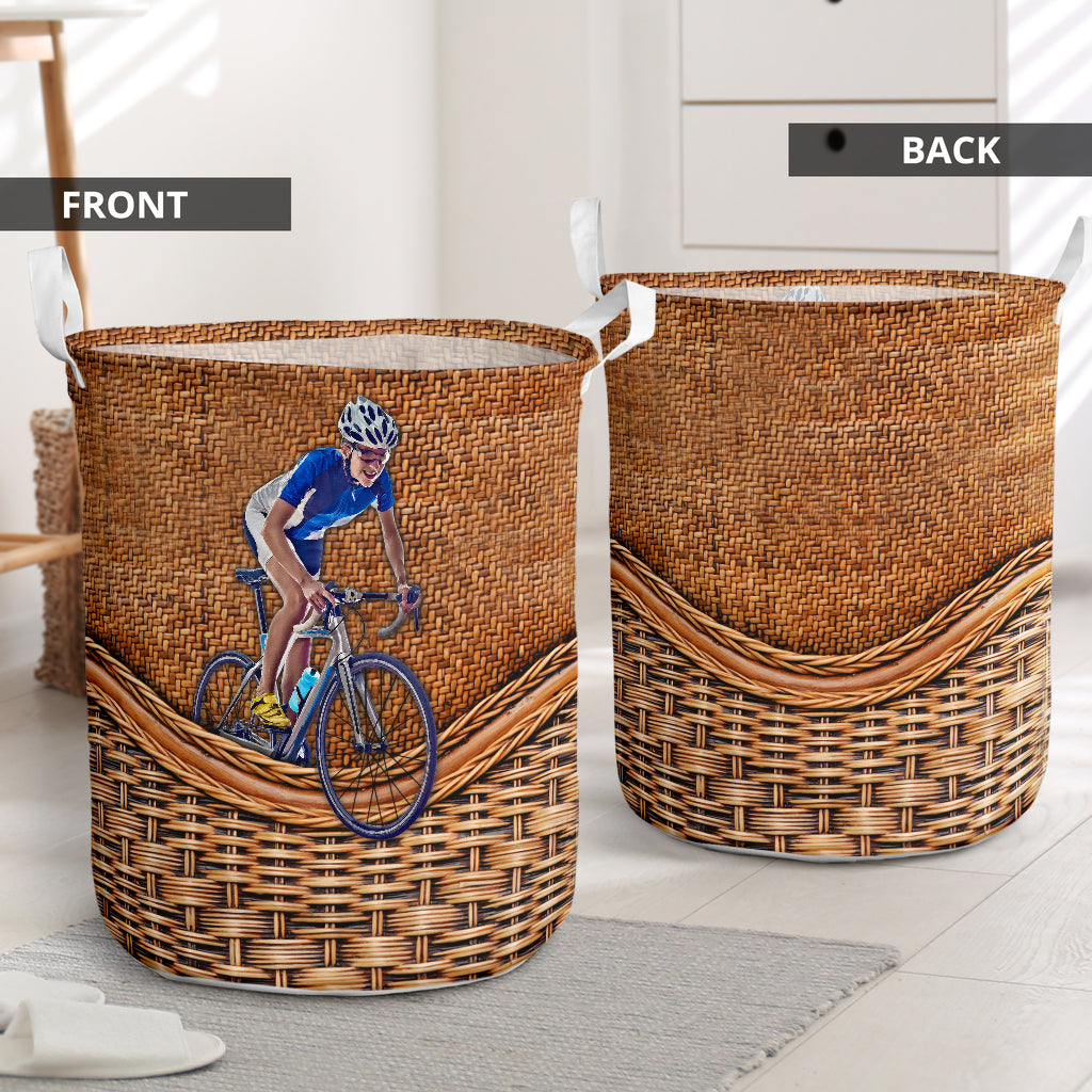 Cycling Rattan Texture Style Laundry Basket For Room Home Organizer