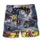 Cycling And Photography Mountain Painting Beach Shorts Print Detail For Beach Activities And Vacation Wear