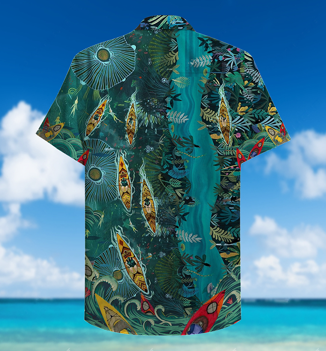Kayaking I'd Rather Hawaiian Shirt For Summer Vacation And Beach Travel