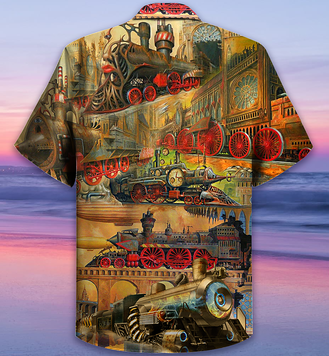 Train Hawaiian Shirt Artwork View For Weekend Travel And Beach Style