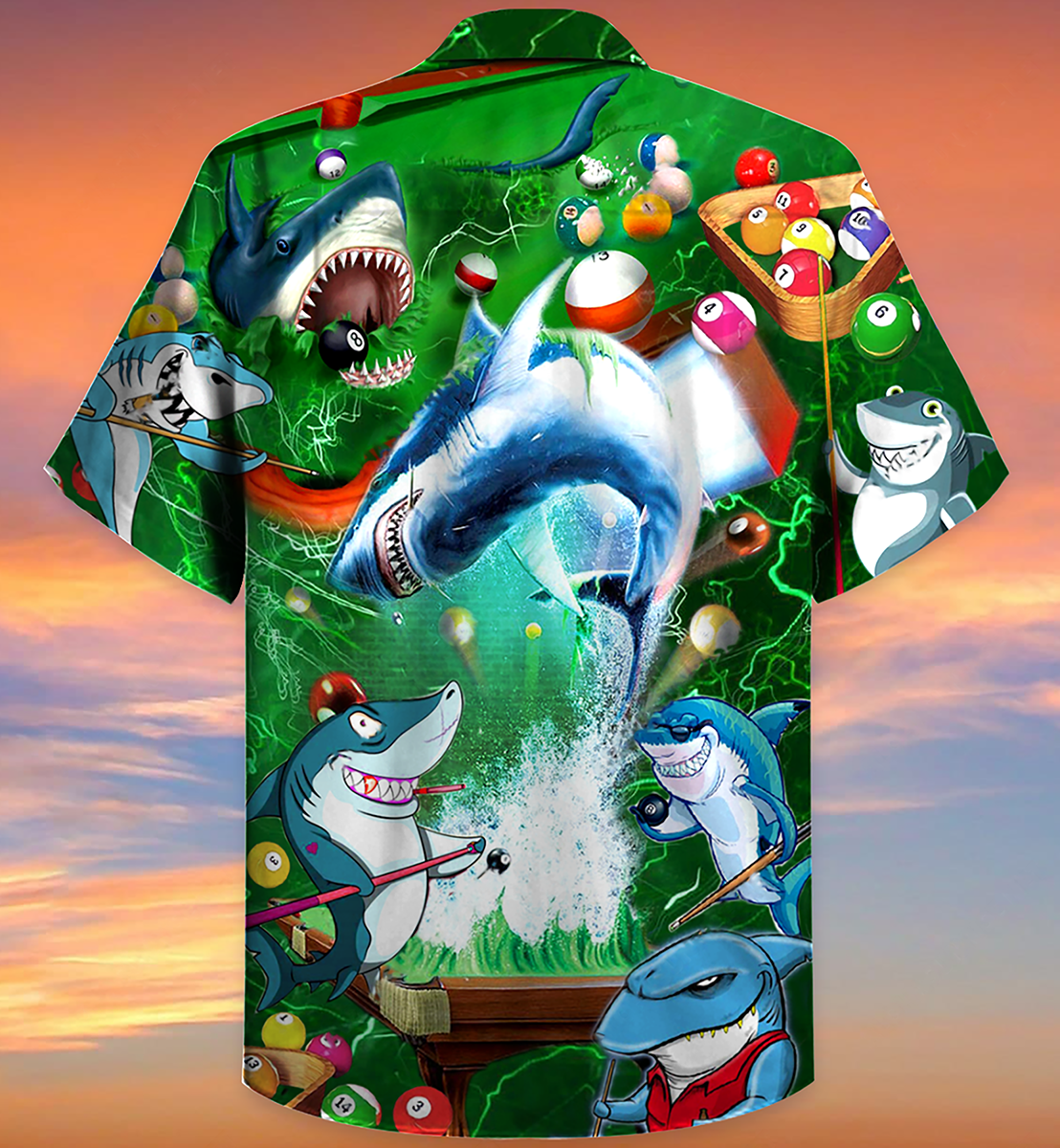 Shark Lots Balls Play Pool Hawaiian Shirt Artwork View For Weekend Travel And Beach Style