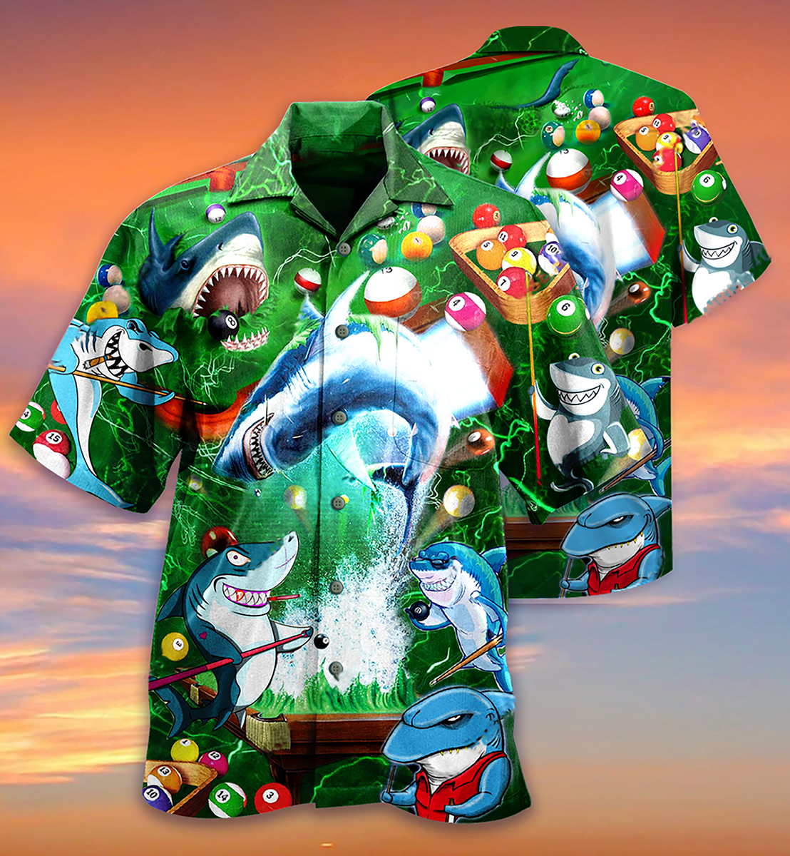 Shark Lots Balls Play Pool Hawaiian Shirt Design Detail For Sunny Adventures And Casual Wear