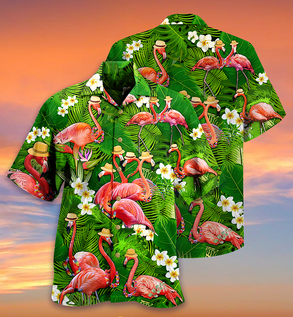 Flamingo Stand Tall Fabulous Hawaiian Shirt Design Detail For Beach Days And Holiday Travel