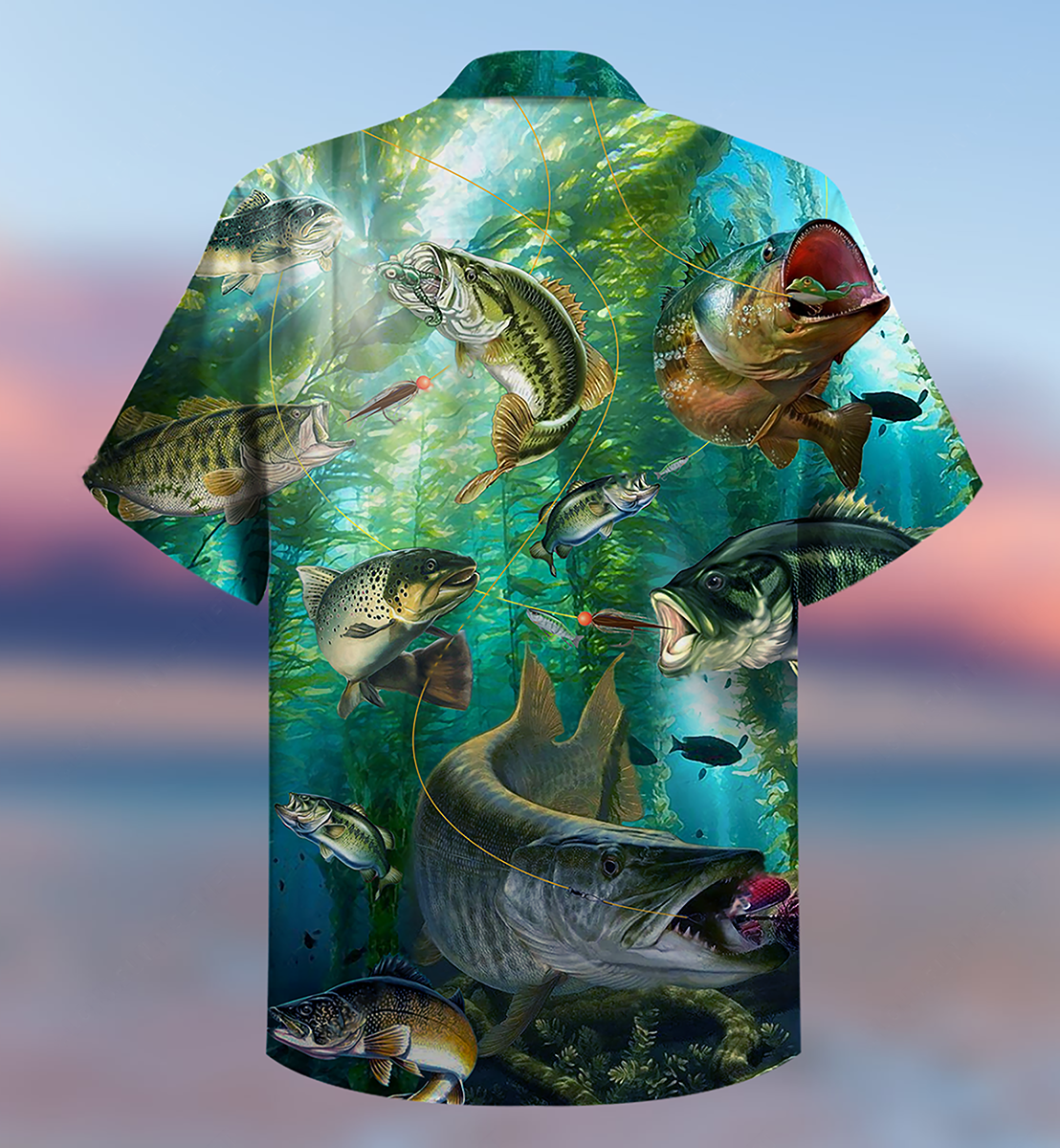 Blue Fishing Worry Less Ocean Hawaiian Shirt Design View For Resort Travel And Thoughtful Gifting