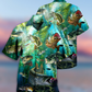 Blue Fishing Worry Less Ocean Hawaiian Shirt Artwork Detail For Tropical Trips And Casual Outings