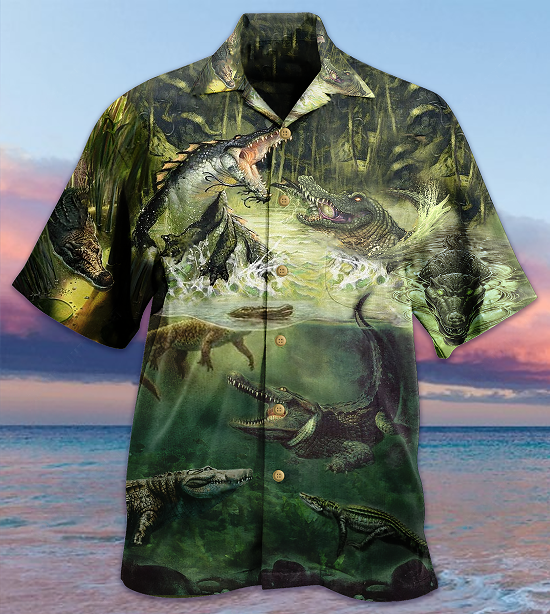 Alligator Hawaiian Shirt With All Over Print For Island Holidays Summer Parties And Casual Outdoor Wear