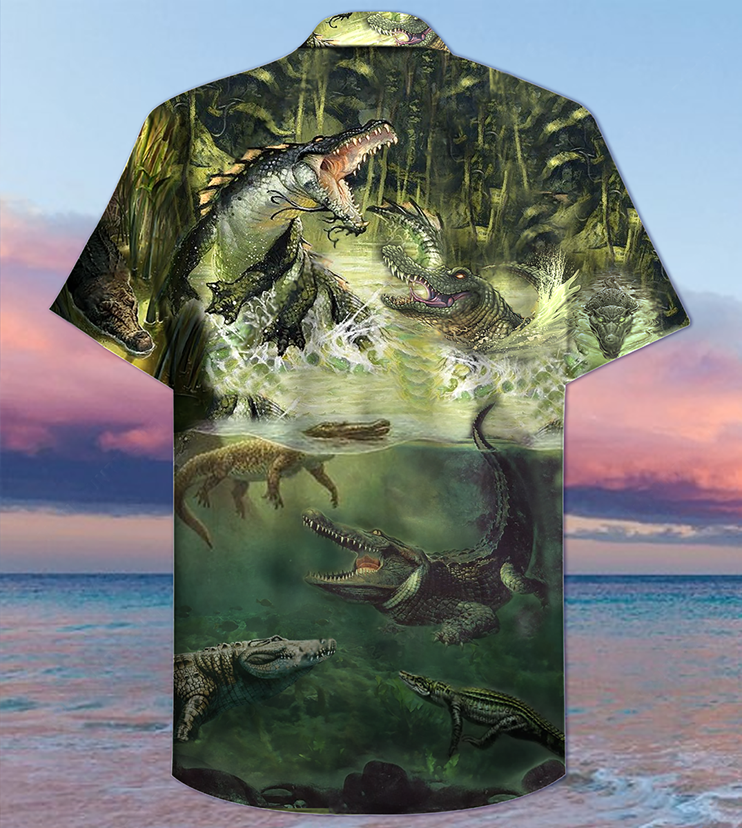 Alligator Hawaiian Shirt With Detailed Graphic For Island Holidays Summer Parties And Casual Outdoor Wear