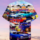 Classic Car Hawaiian Shirt With Detailed Graphic For Vacation Getaways Resort Wear And Casual Celebrations