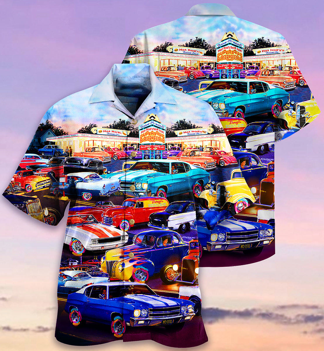 Classic Car Hawaiian Shirt For Vacation Getaways Resort Wear And Casual Celebrations And Resort Style