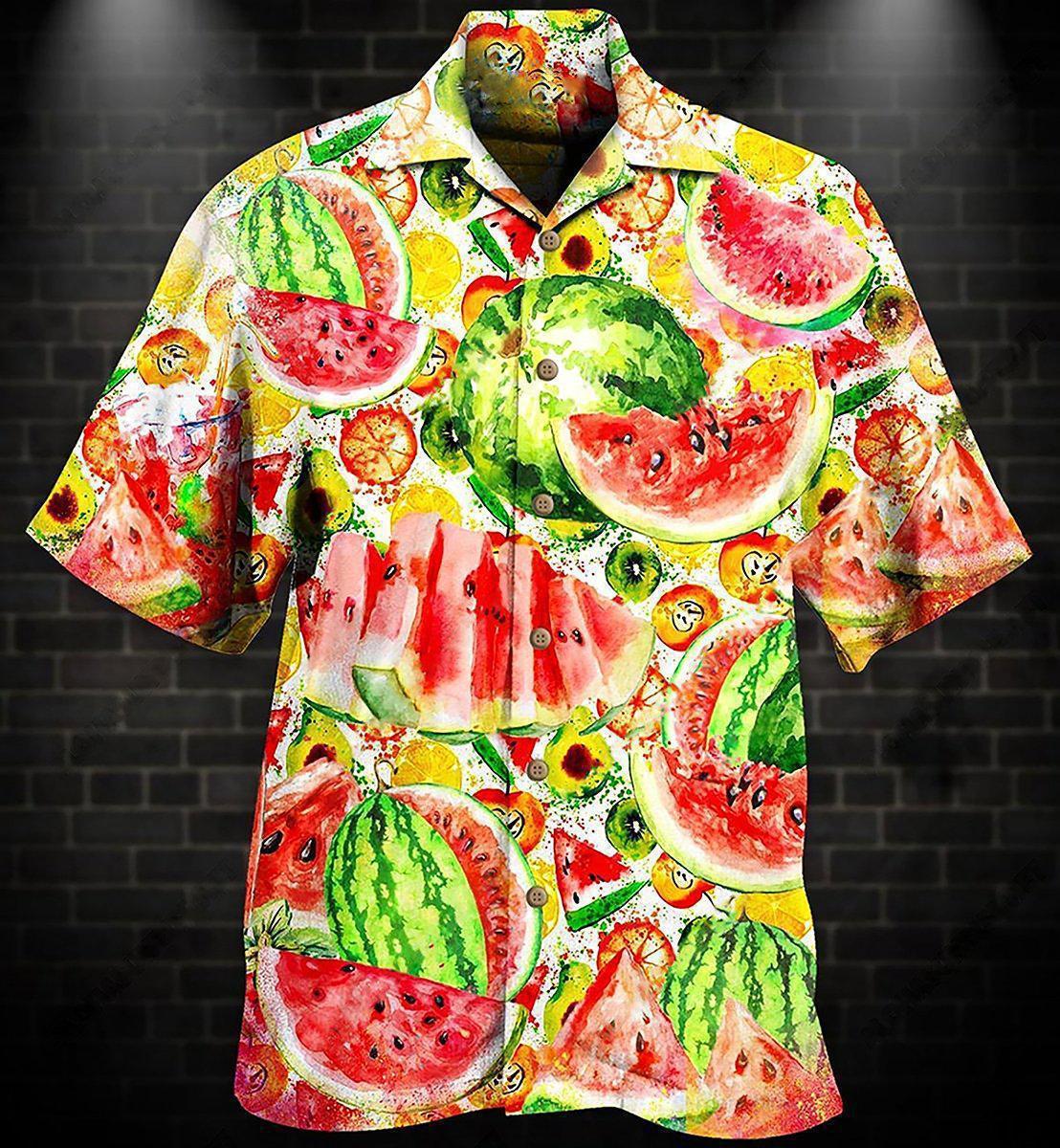 Summer Tropical Fruit And Watermelon Hawaiian Shirt With All Over Print For Beach Getaways Resort Outings And Thoughtful