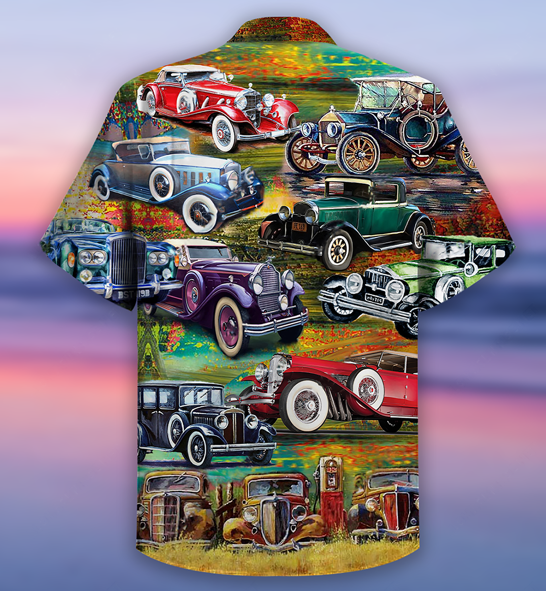 Classic Car Hawaiian Shirt With All Over Print For Beach Vacations Casual Parties And Warm Weather Style