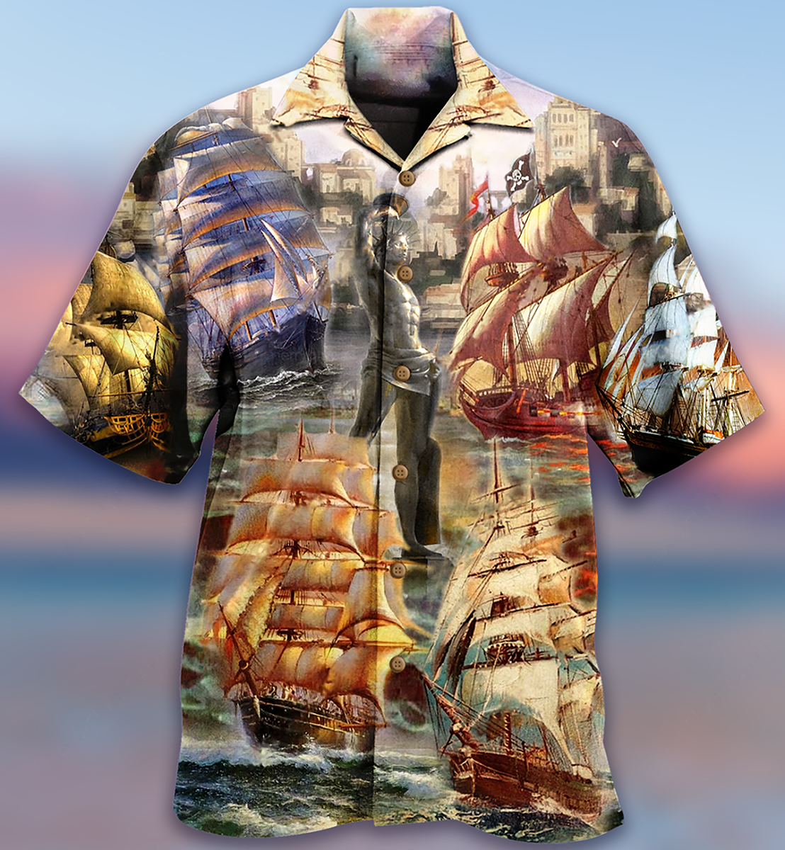 Sailing Away Adventure Hawaiian Shirt Design Detail For Sunny Adventures And Casual Wear