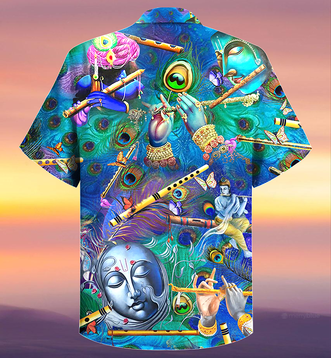 Flute Hawaiian Shirt With Detailed Graphic For Island Holidays Summer Parties And Casual Outdoor Wear