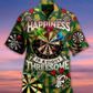 Vintage Green Darts Happiness Hawaiian Shirt For Summer Vacation And Beach Travel