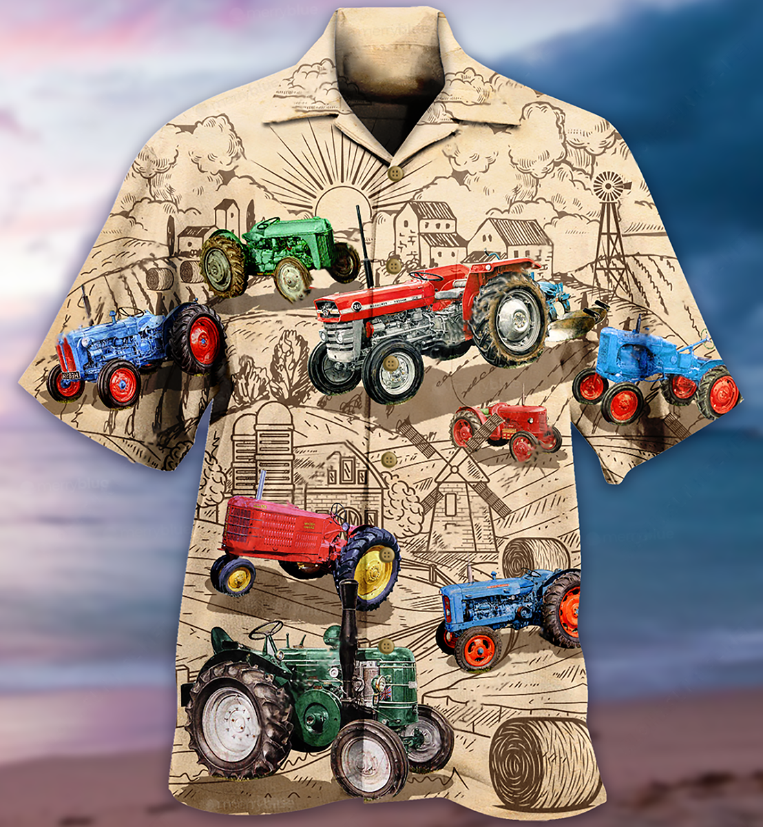 Tractor Many Tractors Hawaiian Shirt Design Detail For Beach Days And Holiday Travel