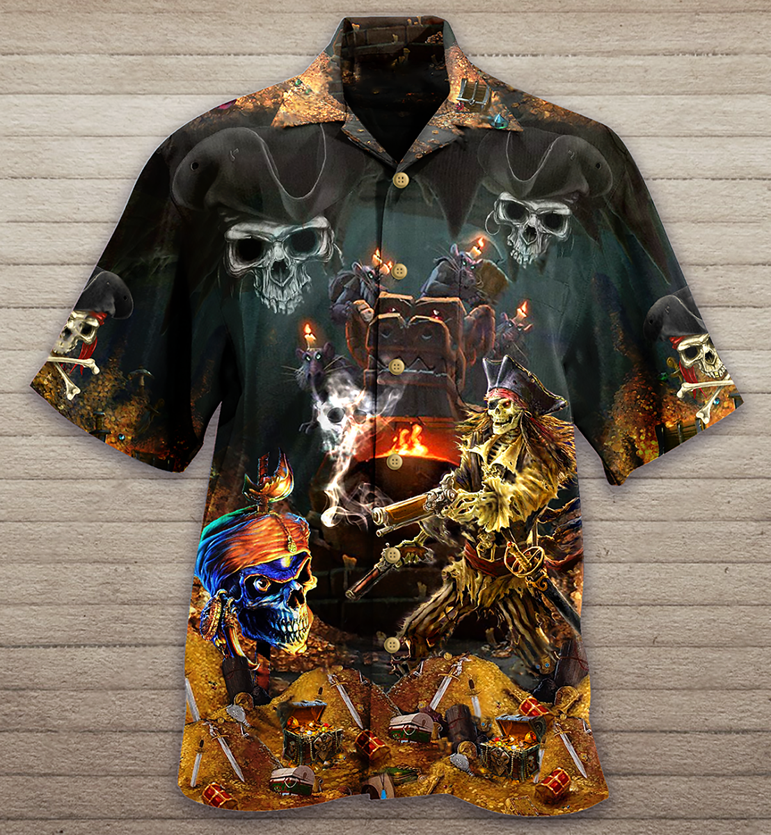 Skull Chasing Booty Hawaiian Shirt Design View For Casual Summer Styling
