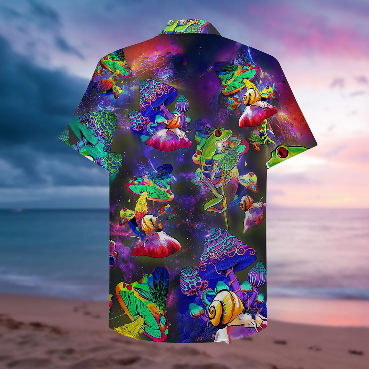 Frog Galaxy Mushroom Fantasy Hawaiian Shirt For Beach Parties And Weekend Getaways
