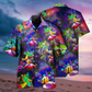 Frog Galaxy Mushroom Fantasy Hawaiian Shirt Pattern Detail For Vacation Travel And Daily Wear