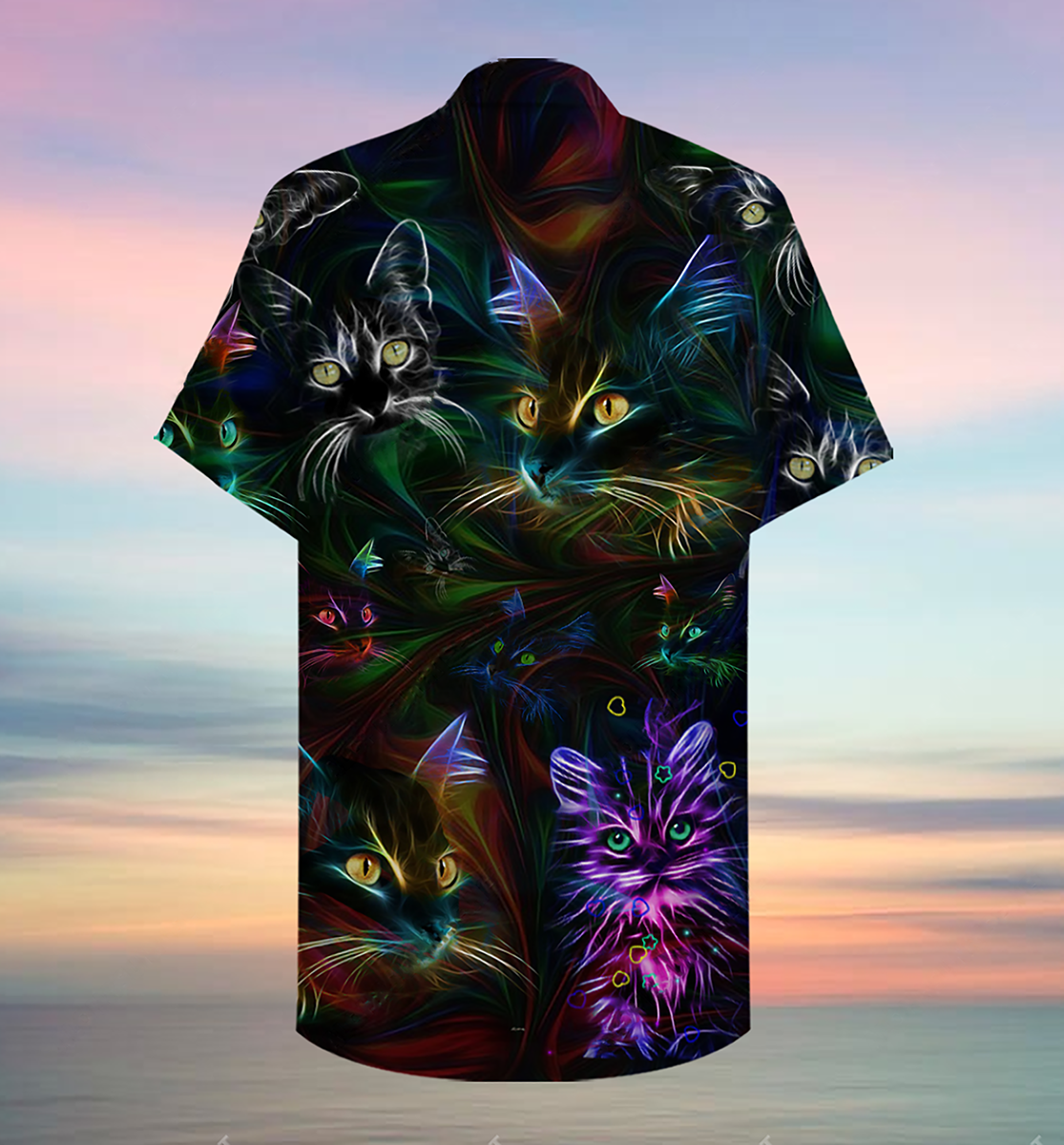 Cute Cat Hawaiian Shirt With Detailed Graphic For Beach Days Resort Trips And Relaxed Everyday Style