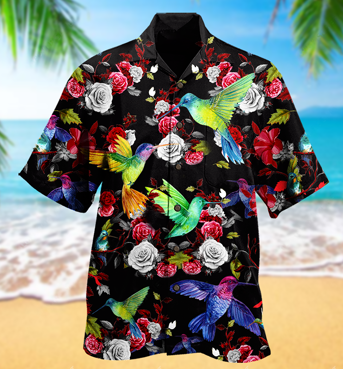 Floral Hummingbird Amazing Hawaiian Shirt Design View For Casual Summer Styling