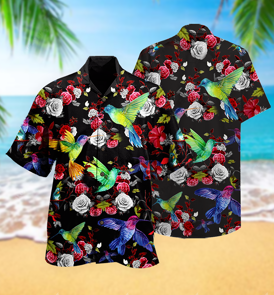 Floral Hummingbird Amazing Hawaiian Shirt Pattern Detail For Vacation Travel And Daily Wear
