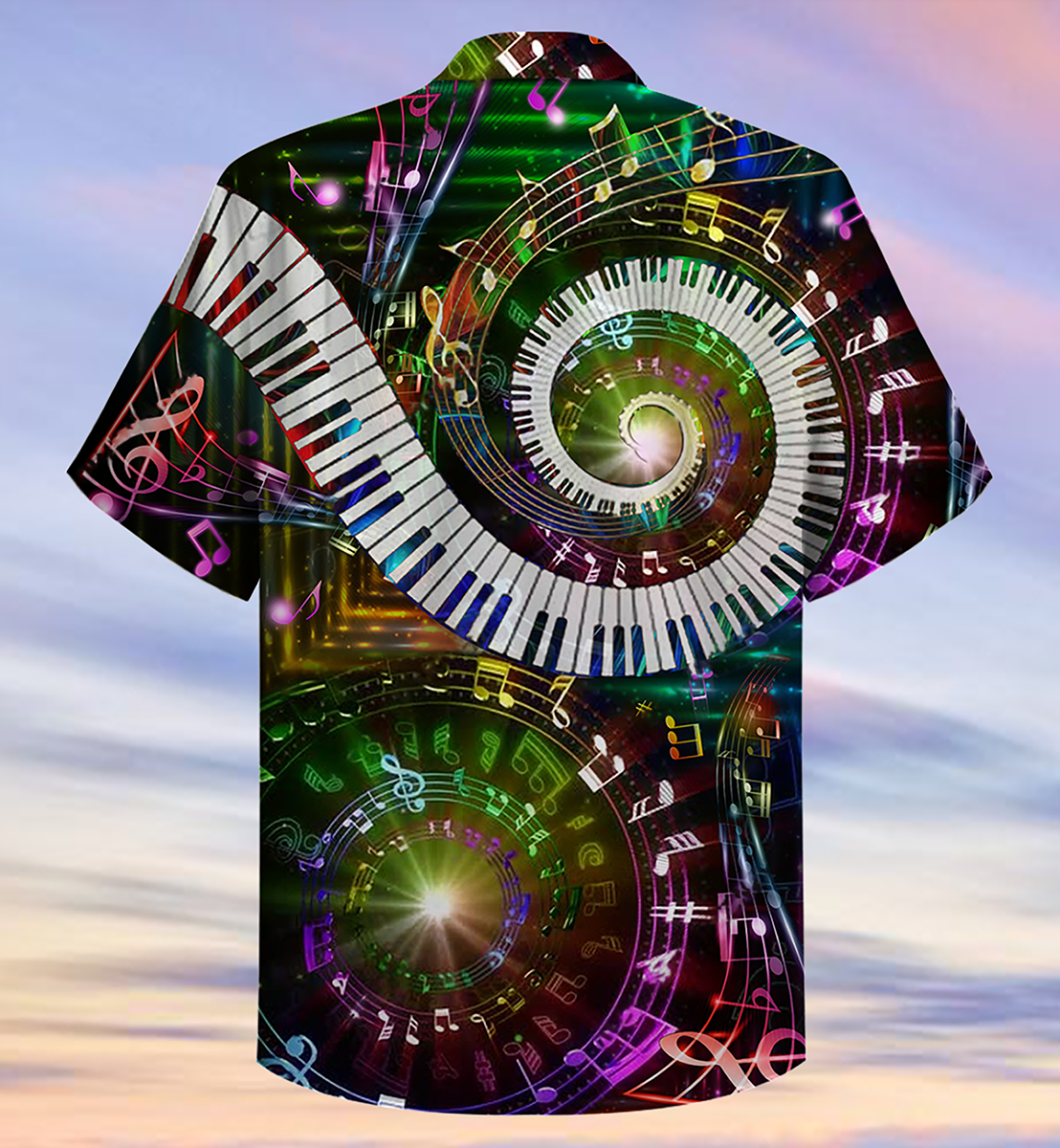 Piano Music Fingers Keys Hawaiian Shirt Design Detail For Beach Days And Holiday Travel