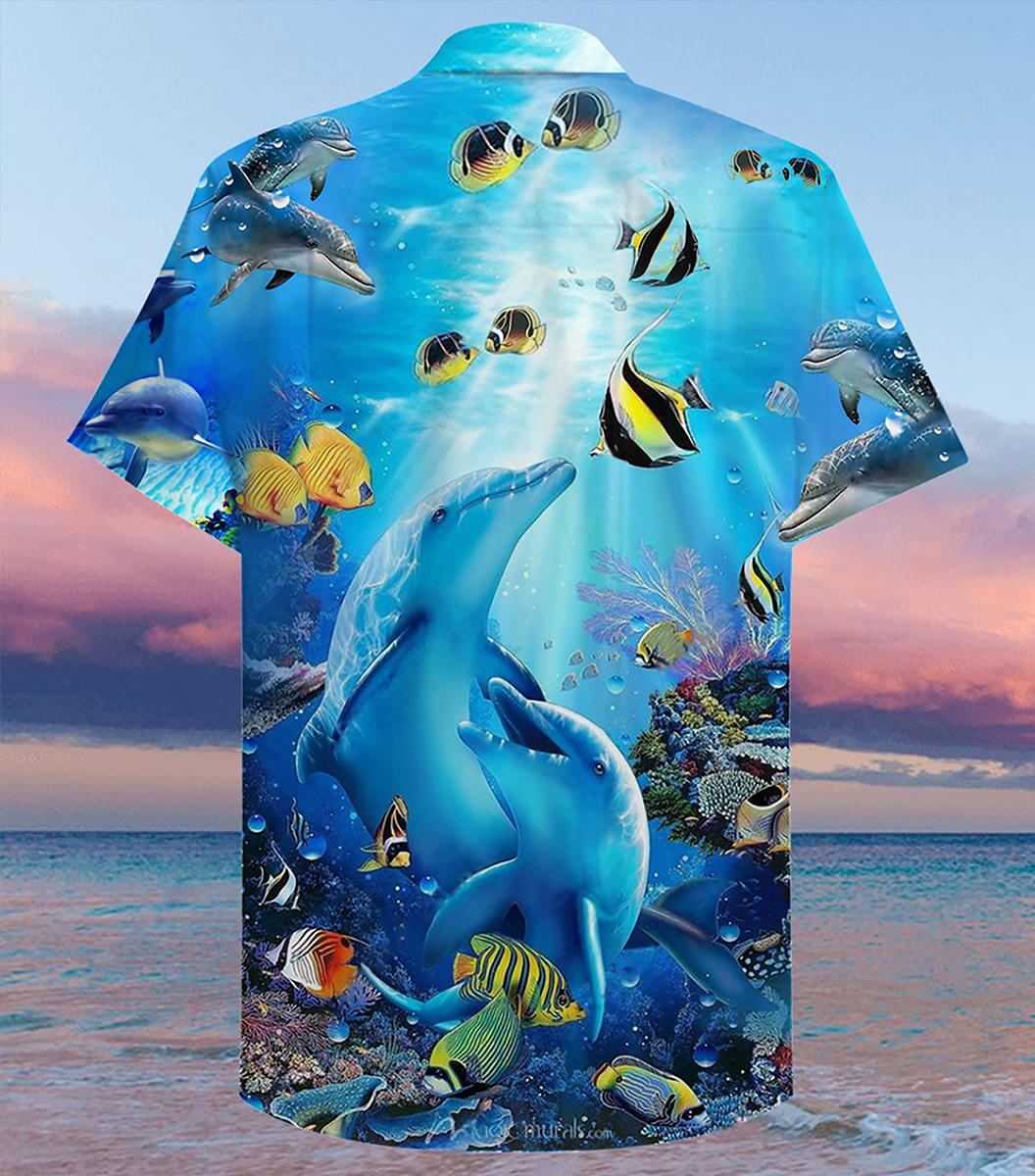 Dolphin Amazing Sea Hawaiian Shirt For Vacation Days And Relaxed Coastal Outings