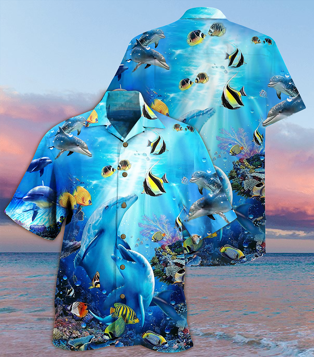 Dolphin Amazing Sea Hawaiian Shirt Artwork View For Weekend Travel And Beach Style