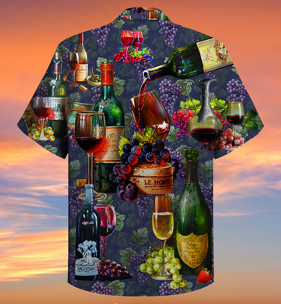 Wine Glass Grape Hawaiian Shirt Artwork Detail For Tropical Trips And Casual Outings