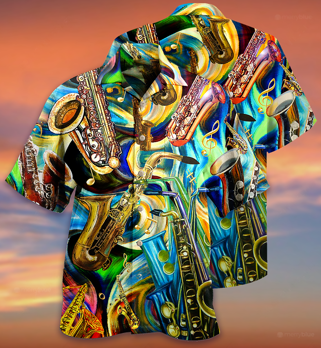 Saxophone Hawaiian Shirt For Tropical Getaways Outdoor Fun And Everyday Wear And Resort Style